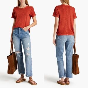 VERONICA BEARD Jeans Blake Classic Straight Distressed High-Rise Denim Size 28